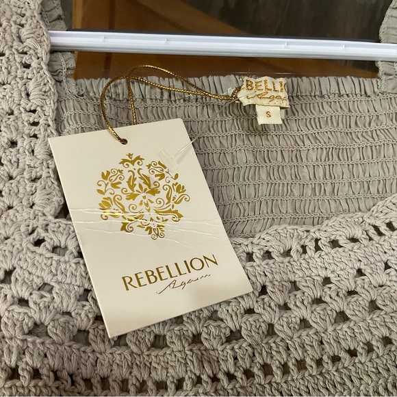 Rebellion Agan Crochet Boho Ruffle Tank Top Gray Size S - Picture 7 of 7